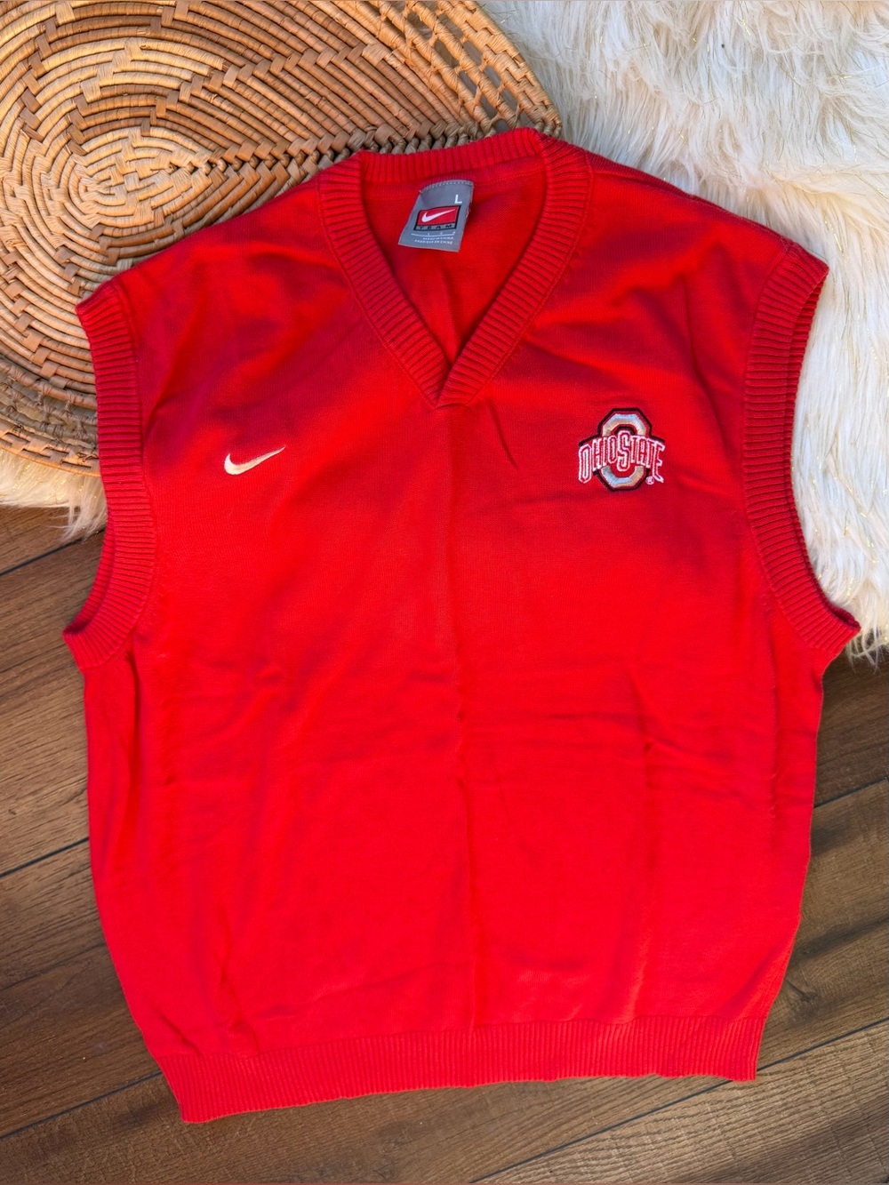 Vintage Nike Ohio State Buckeyes V-Neck Knit Sweater Vest Men’s Size Large